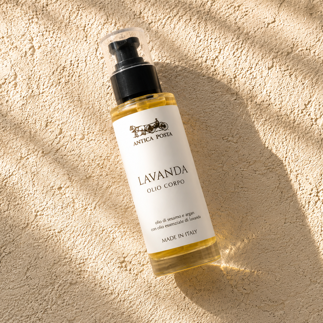 Olio corpo e capelli con olio di sesamo, argan e olio essenziale di lavanda